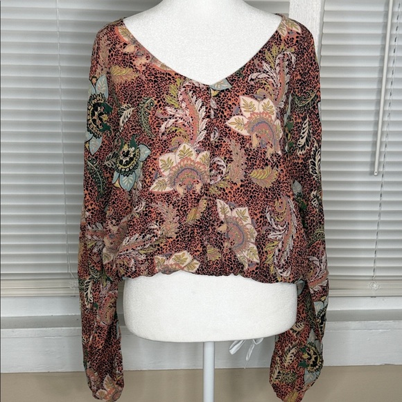Angie Tops - Angie Floral V-Neck Blouse